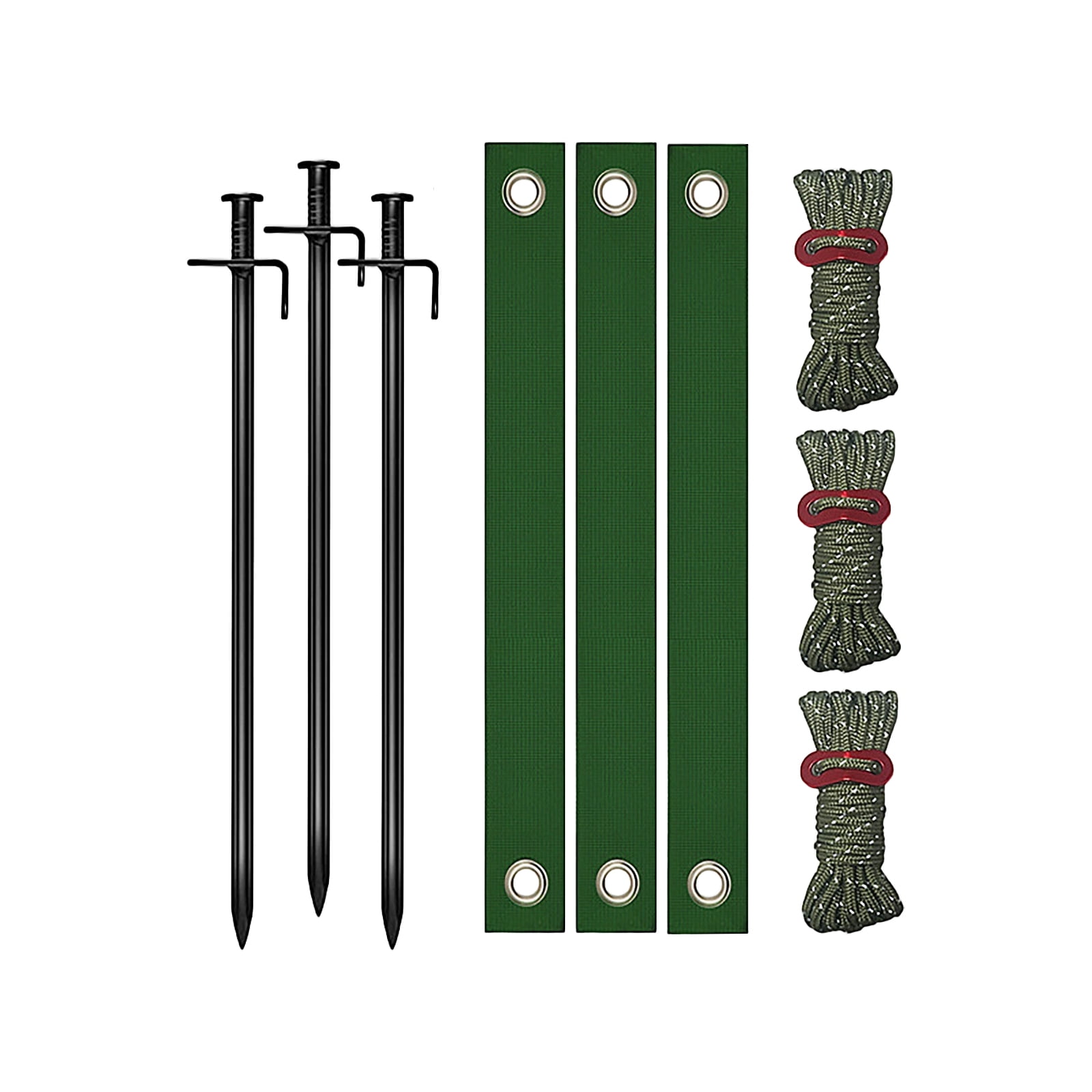 Tree Stake Kit Heavy Duty Support Straps, Tree Stabilizer Binding Tie Down Kit with Windproof Fixing Straps, Garden Tree Anchor Support System for Outdoor Yard Planting, Green