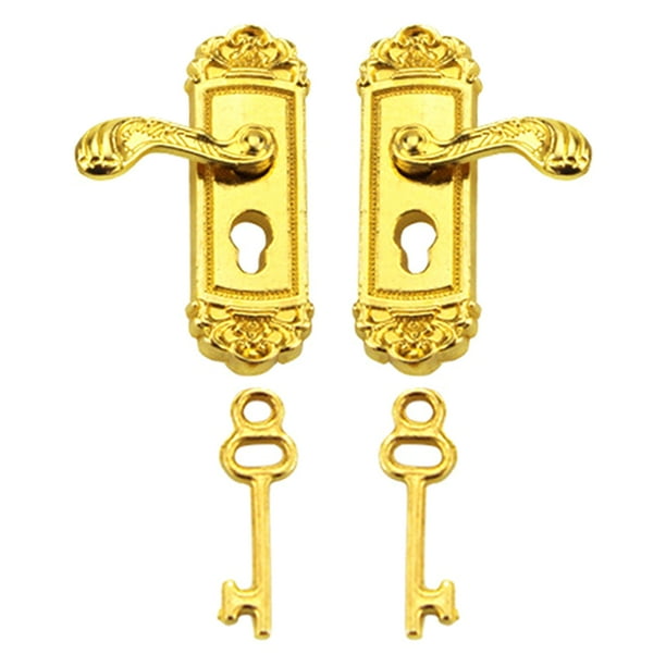 2 juegos de accesorios decorativos para minicasas, accesorios metálicos para puertas de minicasas.
