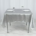 BalsaCircle 90" x 90" Silver Square Satin Table Overlays Wedding Party ...