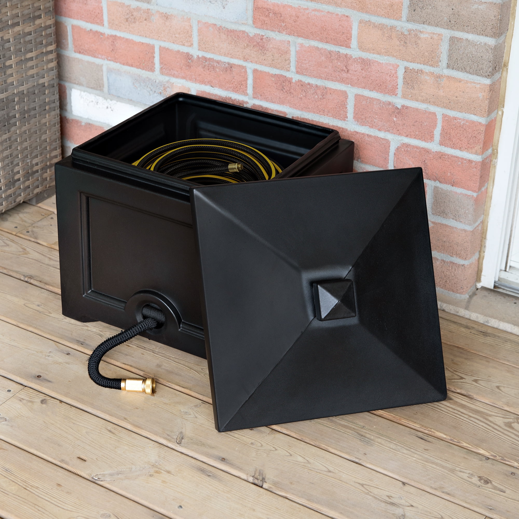 Mayne Fairfield Black 100' Hideaway Garden Hose Bin