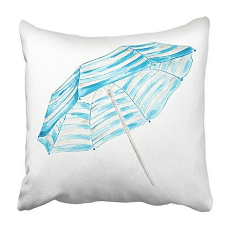 Beach Umbrella Near Me ARHOME Blue Drawn Watercolor Beach Umbrella White Sketch Summer Elegant Graphic Hand Pillowcase Cushion Cover 16x16 inch ()