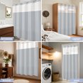 thumbnail image 6 of No Hook Shower Curtain, Gray Solid Color Shower Curtains for Bathroom with See Through Top Window, Modern Minimalist Pure Color Waterproof & Washable Bath Curtain Stall 48"x72", 6 of 6