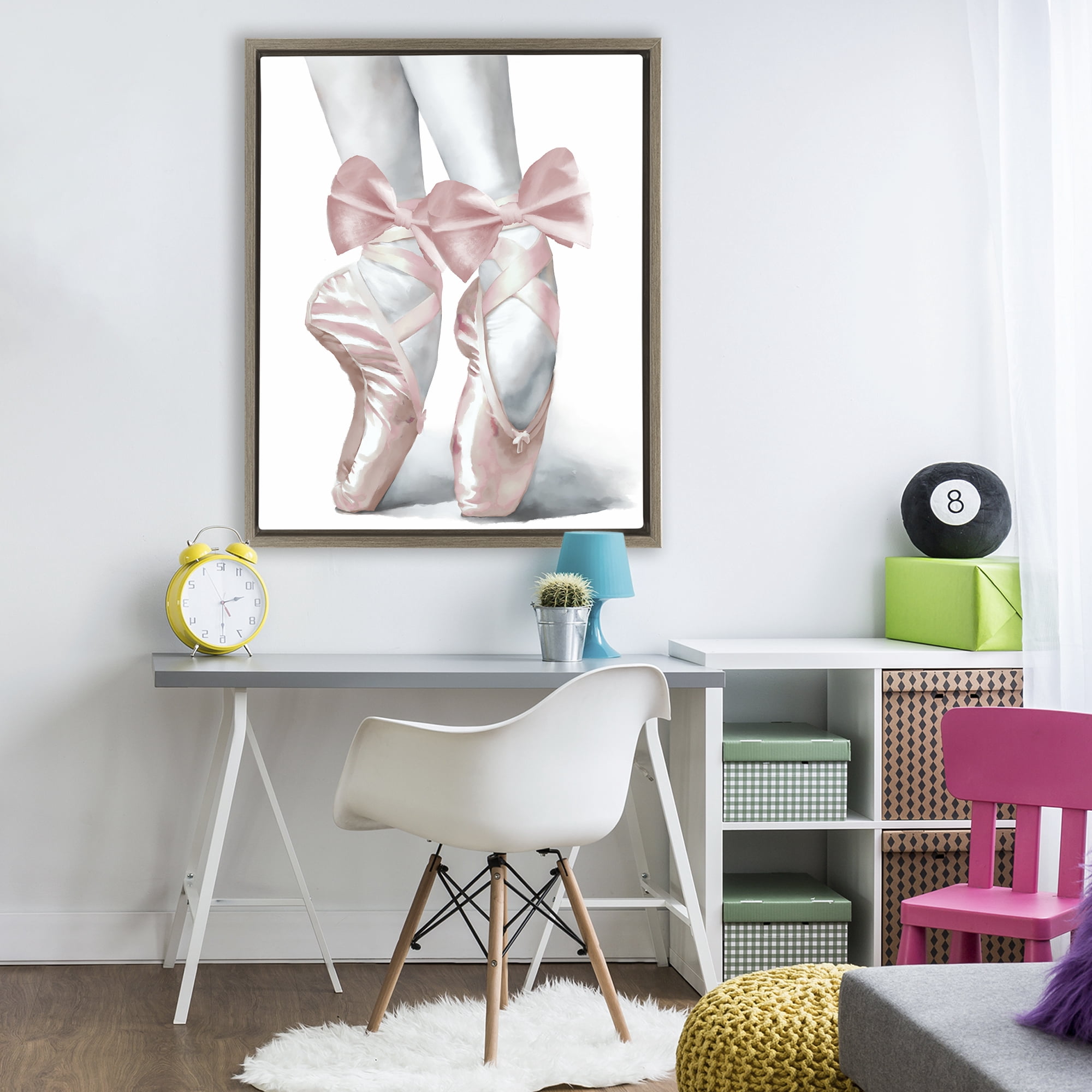 Stupell Industries Ballet Pointe Shoes Brown Framed Floater Canvas Wall Art, design by Elizabeth Medley