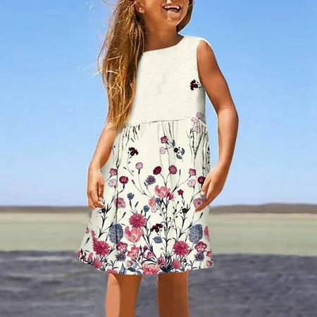

pop seller Summer Trend Casual Digital Printed Children s Sleeveless Vest Dress