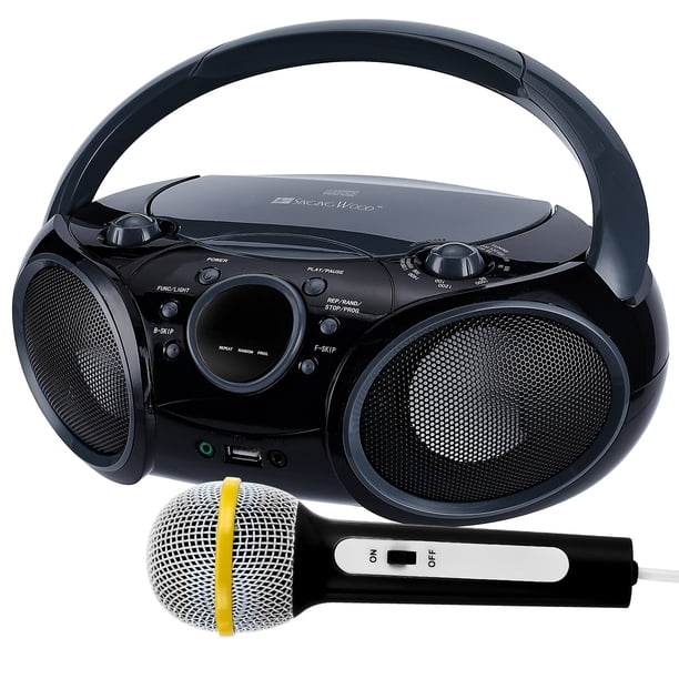 SingingWood NP030AB-GK Sistema de Karaoke Portátil, Boombox con Bluetooth, Radio AM/FM, Conector para Auriculares, Compatible con CA o Batería - Negro