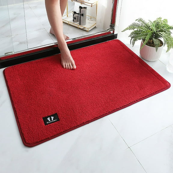 Kafsov Super Absorbent Quick Drying Rubber Backing Non-slip Floor Mat Washable Super Soft Bathtub Carpet Bathroom Carpet - Modern Style, Multiple Colors, Easy to Clean and Use for Home or Kitchen Red
