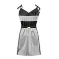 thumbnail image 6 of Henpk Summer Dresses for Women Striped T Shirt Dress Casual Midi Dress Short Sleeve Sundress with Pockets casual V Neck Sleeveless Dresses Stripe Splicing Sling Belt Dress Gray L, 6 of 6