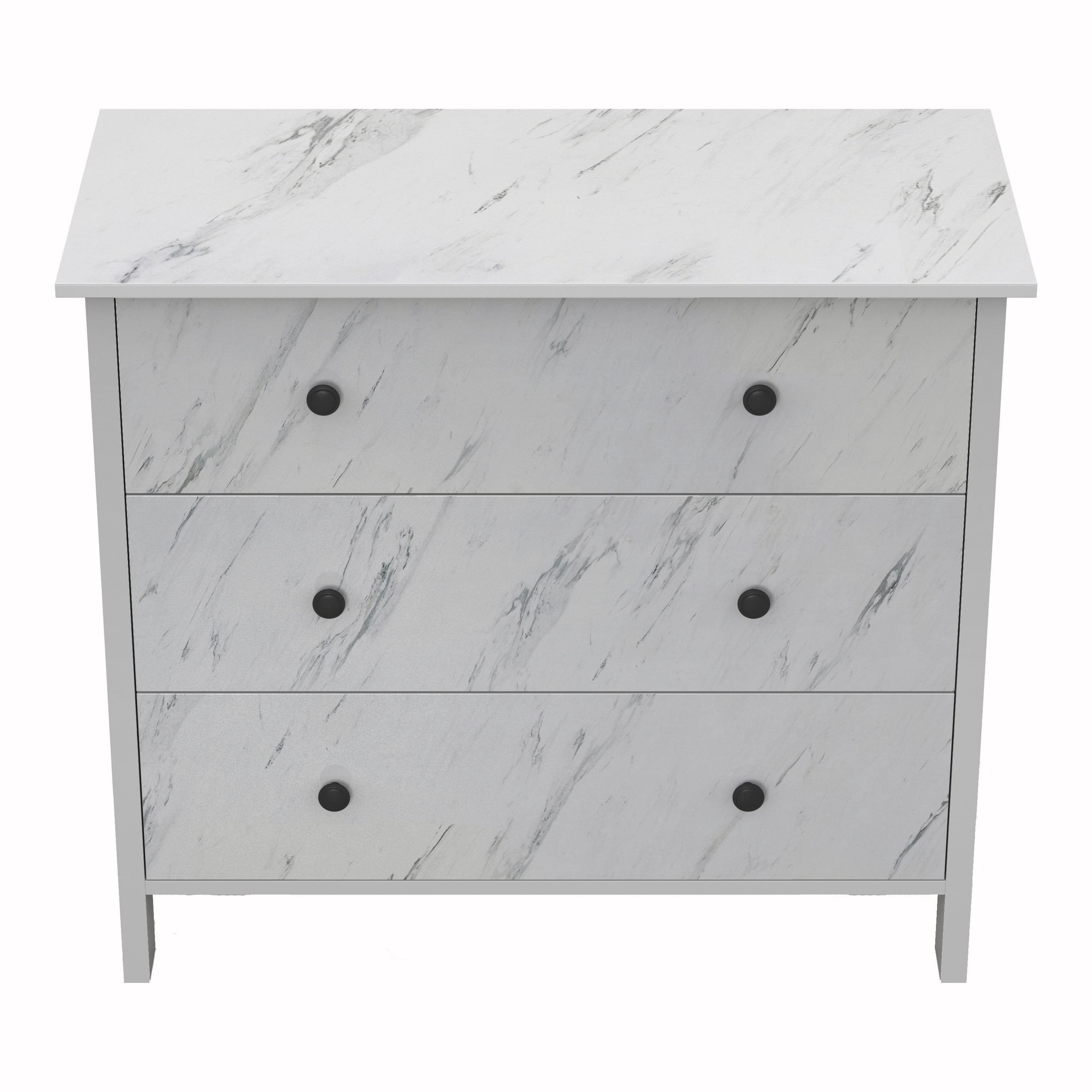 Furniture of America Tilde Adult Modern 3-Drawer Cabinet Vertical Dresser, Marble White