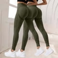 thumbnail image 2 of Gsakboxl Yoga Pants Women 2 Pack Textured Seamless Butt Lifting Tummy Control High Waist Peach Hip Yoga Workout Leggings Green XL, 2 of 4