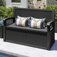 thumbnail image 3 of Uforic 70 Gallon Outdoor Resin Deck Bench, Waterproof & Lockable Storage Box  Bench with Armrests for Garden Patio, Black, 3 of 9