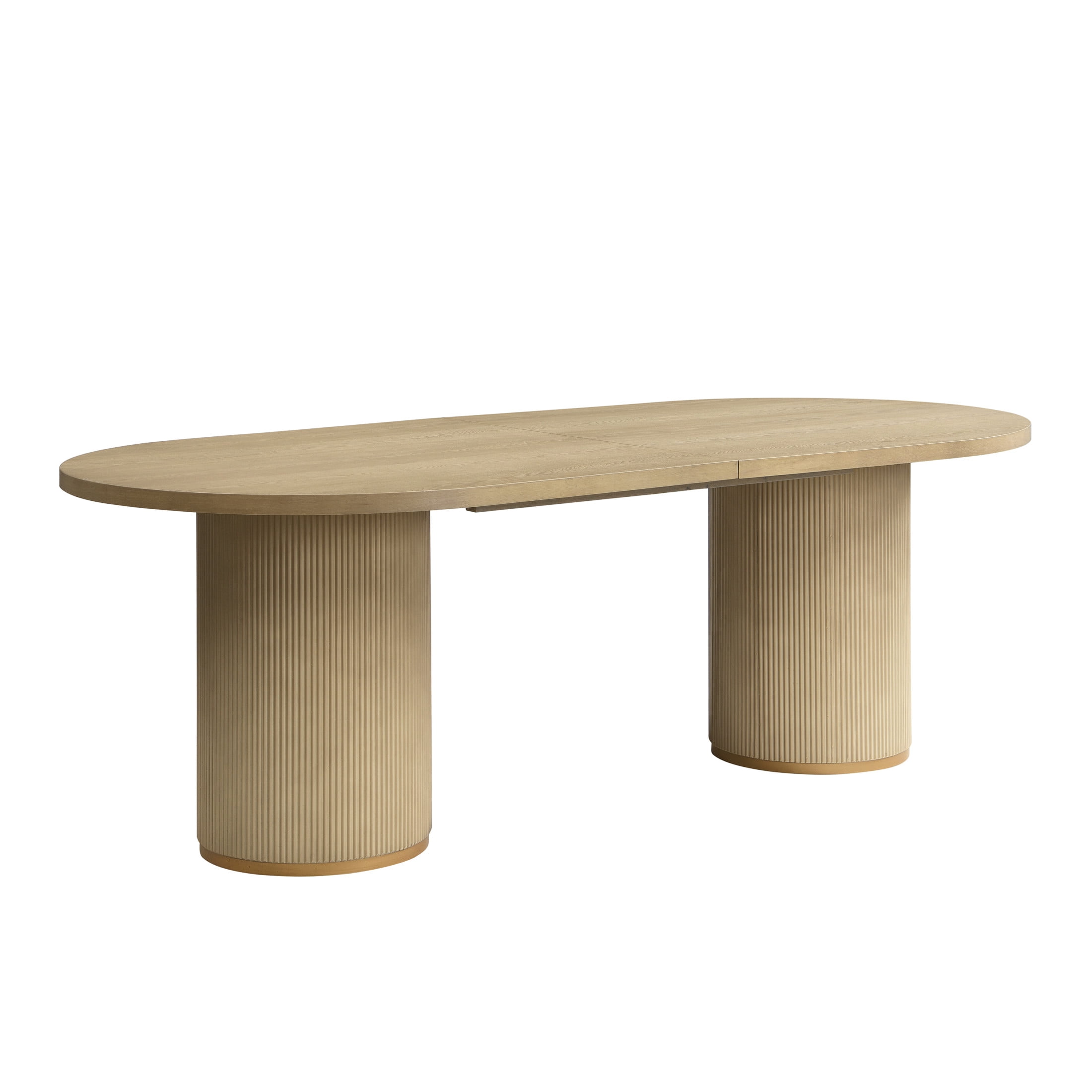 Christopher Knight Home 88" Modern Oval Dining Table with Fluted Double Cylinder Base, Light Ash