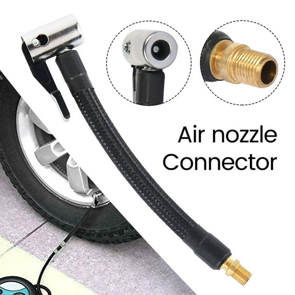 Ghojet Locking Tire Chuck with Rubber Hose and Standard Tire Valve Fine Thread Tire Inflator Pump Hose Adapter for Twist On Convert to Lock On Connection