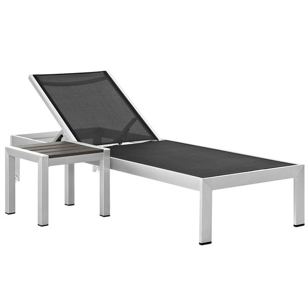 Modway Shore 2Piece Patio Mesh Sun Lounger and Side Table Set in