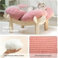 thumbnail image 3 of Elevated Cat Bed Wooden with Cushion Fluffy Pet Couch Sofa for Indoor Cats Raised Kitty Lounge Chair Suitable for Puppy, Cat Furniture(Pink), 3 of 17