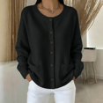 thumbnail image 4 of GILIGEGE Women's Crew Neck Knit Cardigan,Long Sleeve Button Down Loose Sweater Coat with Side Pockets,Soft Casual Outerwear Trendy Fall Fashion for City Strolls Chunky Knit Cardigans Black 3XL, 4 of 4