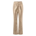 thumbnail image 4 of Endives Women's Sequin Pant Elegant Glitter Sequins Wide Leg Casual Pant Solid Color Elastic Waistband Sequin Trousers Gold, 4 of 7