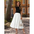 thumbnail image 4 of DARING DIVA Women's Elastic Waist A Line Casual Summer Midi Skirt with Pockets S White, 4 of 7