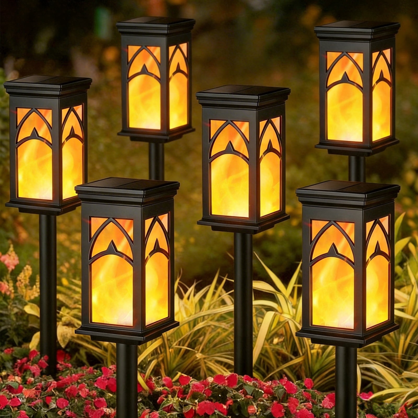 Solar Lights Outdoor, 6-Pack Solar Powered Garden Lights, IP65 Waterproof Solar Pathway Lights, Auto On/Off Outdoor Lights for Landscape, Path, Yard, Patio, Driveway, Walkway Decor