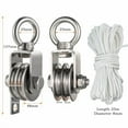 thumbnail image 2 of Hoist Pulley System Heavy Duty Stainless Steel, Snatch Swivel Block Double Pulley with 25m/8mm Rope, Bearing Inside, for Lifting, Kayak, Garage, Winch, Hunting, Loading 1100lb, 2 of 6