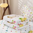 thumbnail image 5 of Homewish Cute Kawaii Bunny Zipper Full Size Comforter Sets with Fitted Sheet and 2 Pillowcases,Pink Flowers Floral Happy Easter Theme Zipper Bedding Set For Girls Kids,Reversible,4 Pieces, 5 of 7