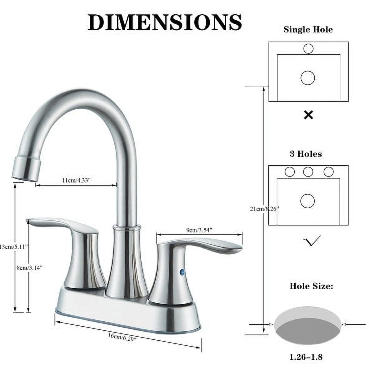 Brushed Nickel Bathroom Sink Faucet 2 Handle 4 Inch Centerset Vanity Mixer Faucet