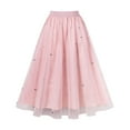 thumbnail image 2 of Lovskoo Women's Tulle Skirt Elegant Pleated Skirts for Women Midi Length Elastic Waist Pink, 2 of 9