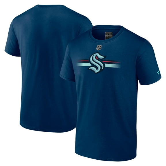 Men's Fanatics Deep Sea Blue Seattle Kraken Authentic Pro Secondary Logo T-Shirt