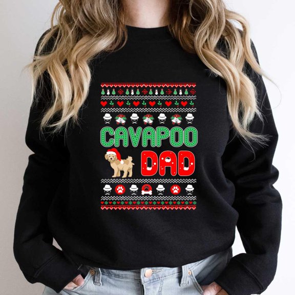 Cavapoo Dad Funny Christmas Ugly Sweater Holiday Graphic SW10751 Unisex Sweatshirt, Up to Size 5XL