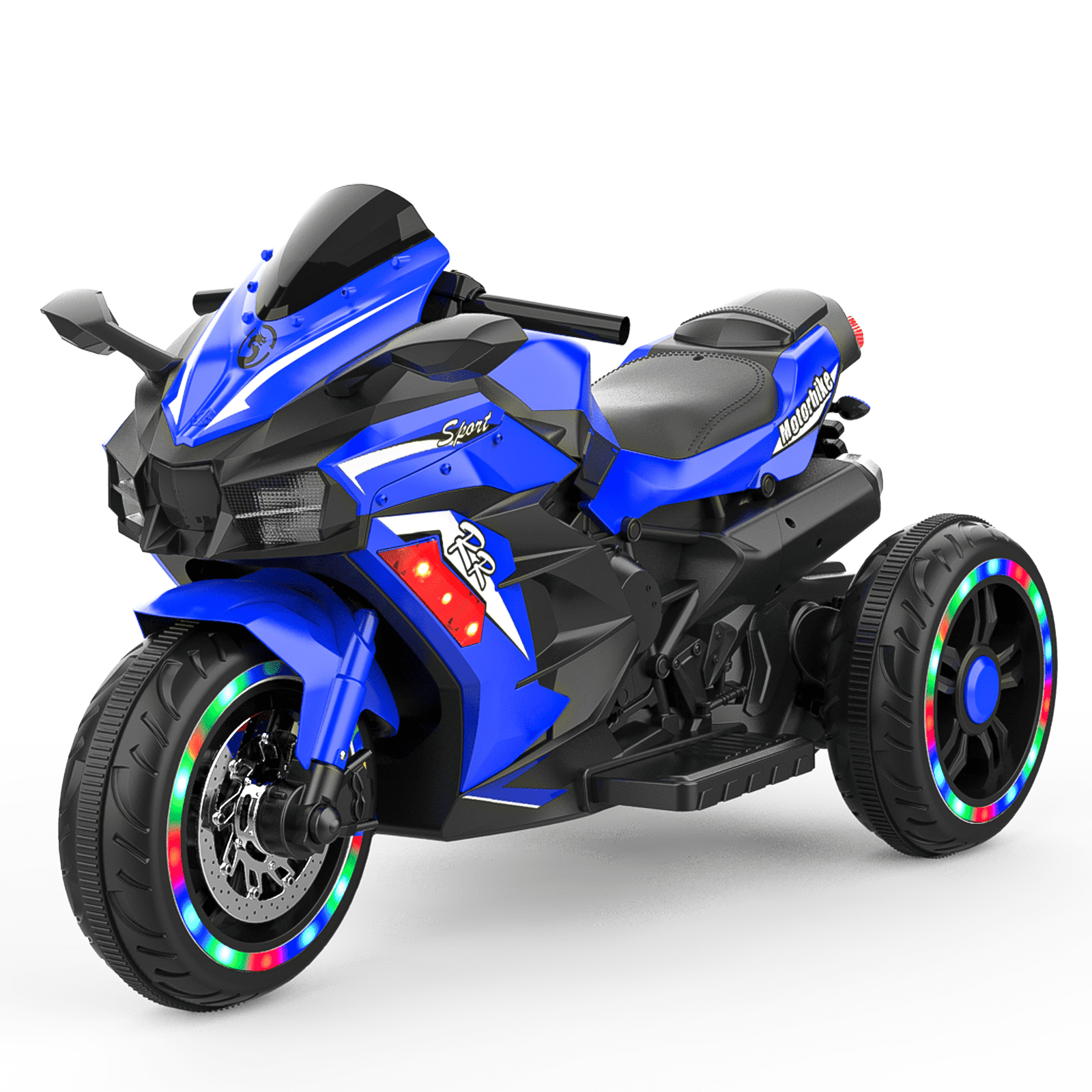 Werseon 12 Volts Kids Motorcycle, Electric Ride On Toy for Ages 3-6, 3-Wheels Lights, Sounds, Bluetooth Speaker, Blue