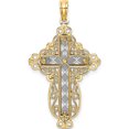 thumbnail image 4 of 14K Two-Tone With Rhodium 2-D And D/C Filigree Cross Charm Made In United States k9358, 4 of 5