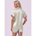 thumbnail image 4 of DARING DIVA Women's Satin Pajamas Sleepwear Button Down Contrast Color Tops XS White, 4 of 7