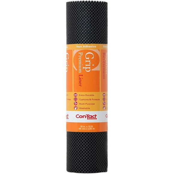 Non-Adhesive Grip Premium Shelf Liner - Black, 18" x 10'