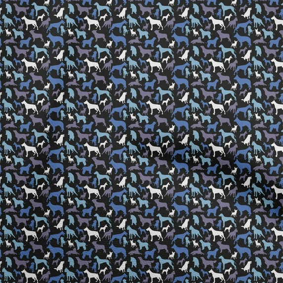 oneOone Viscose Jersey Blue Fabric Floral & Puppies Sewing Craft Projects Fabric Prints By Yard 60 Inch Wide