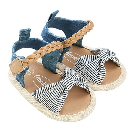 

Girls Canvas Bow-knot Shoes Summer Kids Beach Baby Walking Shoes First Walkers White M