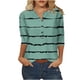 thumbnail image 2 of ICHUANYI Clearance Women's Fashion Three Quarter Sleeve Retro Round Neck Easter Printed Loose Tops Blouse(Green, S) ICHUANYI WER2023080811593, 2 of 5