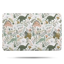 Colorful Dinosaurs Floral Pattern Bathroom Rugs Mat,Non Slip Microfiber Bathroom Rug,Rubber Backing,Soft Bathroom Mats for Bathroom Floor,Tub and Shower,17x27in(43x68cm)