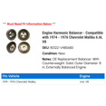 thumbnail image 2 of Engine Harmonic Balancer - Compatible with 1974 - 1976 Chevy Malibu 6.6L V8 1975, 2 of 2