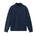thumbnail image 2 of Hinvhai Men's Quarter Zip Pullover Sweatshirts Fleece Sweatshirt Stand Collar Long Sleeve Shirt with kangaroo Pocket Navy XL(XL), 2 of 3
