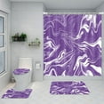 thumbnail image 4 of SHENGXINY 4PCS Shower Curtain Set with hooks, Colorful Marble Print, Non-Slip Rugs/Toilet Lid Cover/Bath Mat - Complete Bathroom Decor Set Purple 71x71in, 4 of 6