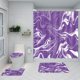 thumbnail image 4 of Juego de baño de mármol negro | Juego de 4 cortinas de ducha con alfombrilla antideslizante, tapa de inodoro y 12 ganchos | Tejido de poliéster impermeable para niños y adultos, 4 of 6