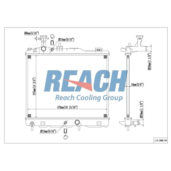 REACH 41-13469 Radiator for 14-15 Mirage, Automotive Radiator Replacement Part