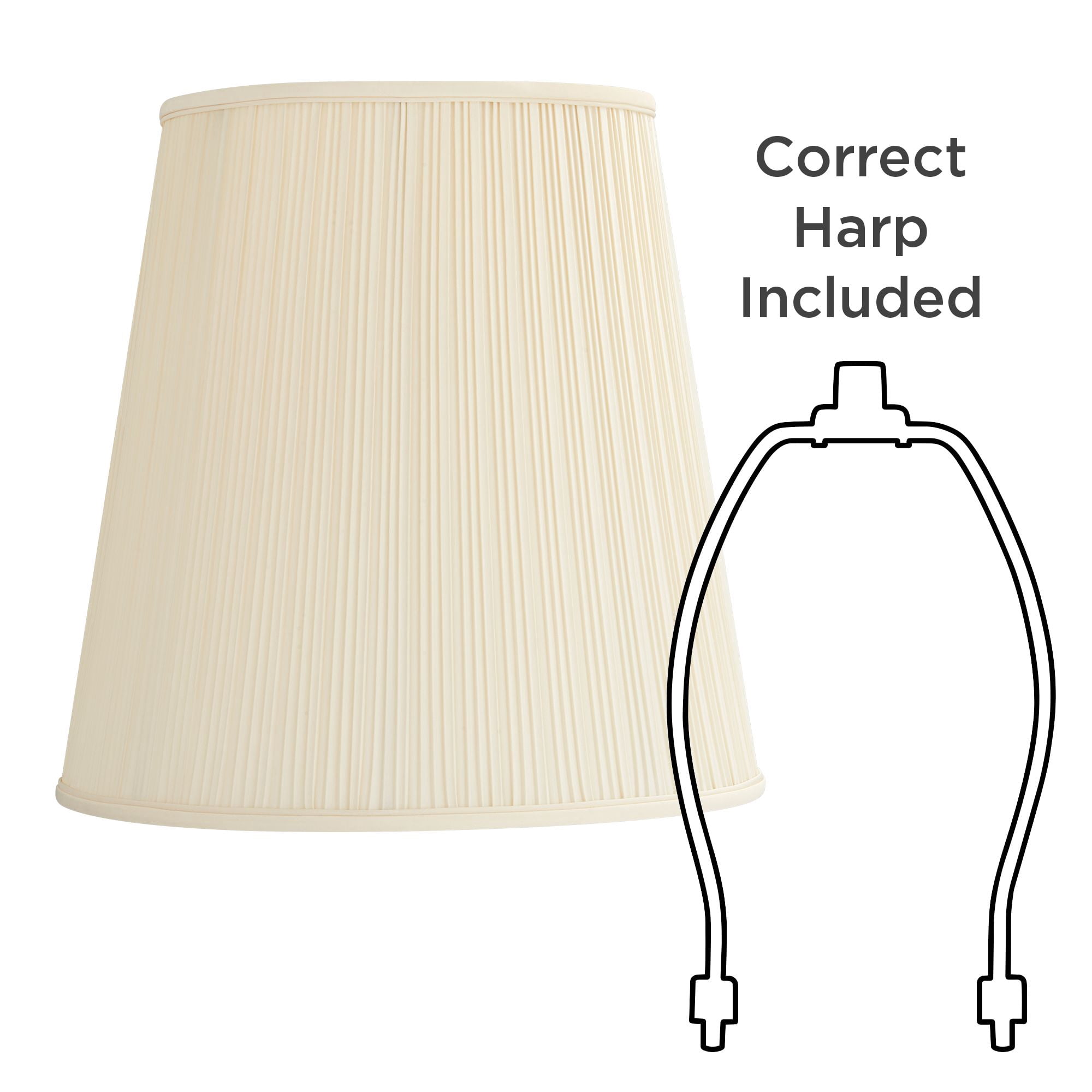Springcrest Creme Mushroom Pleat Large Lamp Shade 12" Top x 18" Bottom x 18" Slant x 17.75" High (Spider) Replacement with Harp and Finial