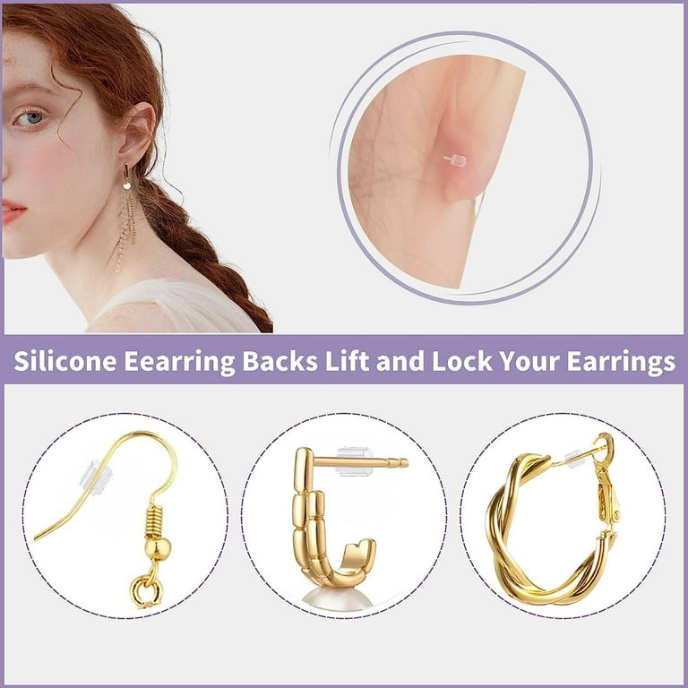 Silicone Earring Backs, 200pcs Soft Earring Stoppers, Clear Earring Backing Replacement for Stud Post Fishhook Earrings, Hypoallergenic, Women's, Size
