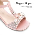 thumbnail image 4 of BURUDANI Girls Dress Sandals with Ankle Strap T-Strap Low Heel Pumps for Little & Big Kids, 4 of 7
