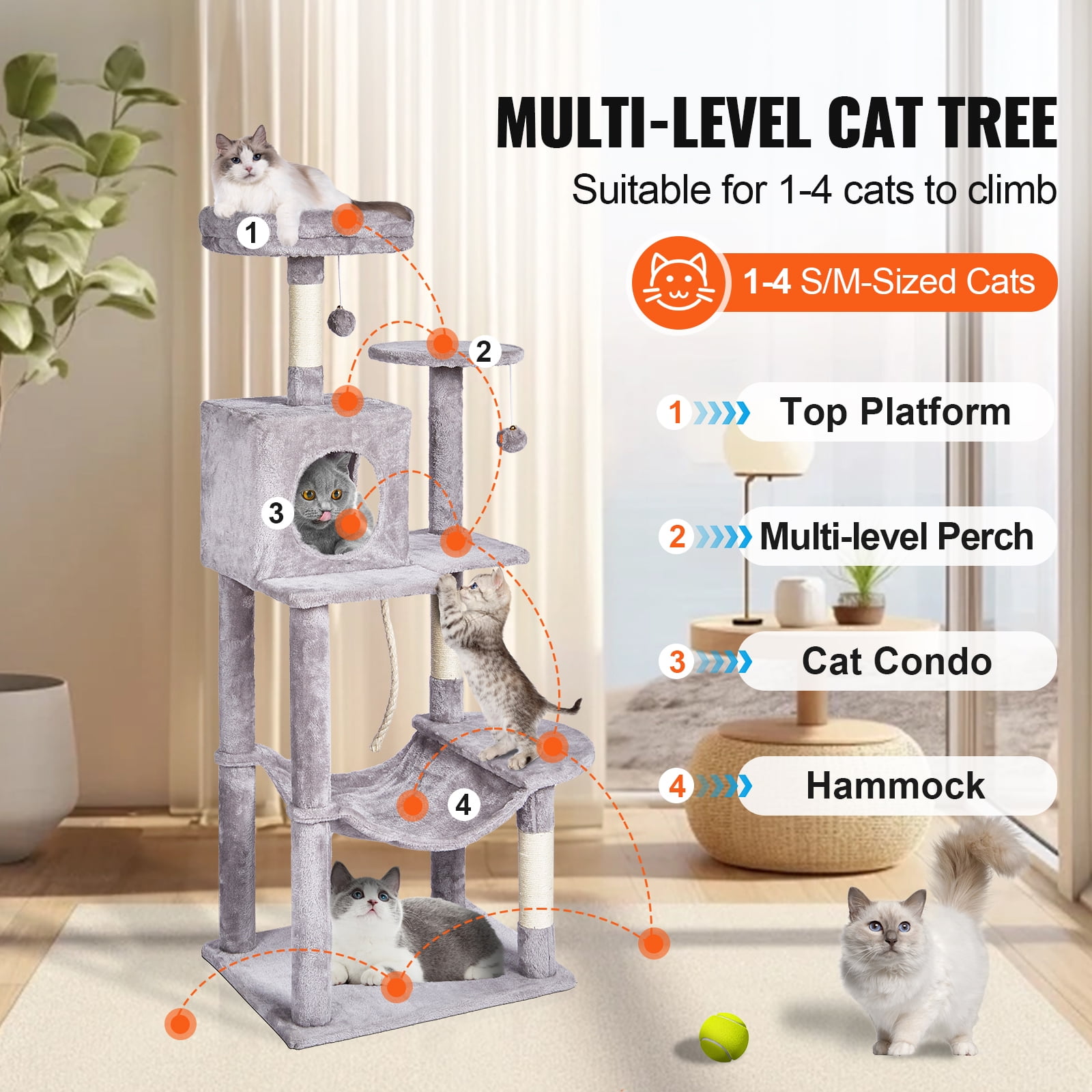 KFFKFF Indoor Cat Climbing Frame, 56.2