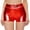 Red, variant on Women's High Waisted Metallic Booty Shorts Rave Bottoms For Dancing Hot Pants Clubwear