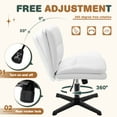 thumbnail image 4 of Homall Armless Office Desk Chair No Wheels PU Leather Thickened Cushion Medium Backrest Swivel Height Adjustable Makeup Chair Leisure Chair, White, 4 of 7