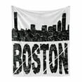 thumbnail image 1 of Boston Soft Flannel Fleece Throw Blanket, Grunge Effect Stained Looking Black and White Landmarks Scattered Silhouette, Cozy Plush for Indoor and Outdoor Use, 60" x 80", Black and White, by Ambesonne, 1 of 6