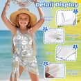 thumbnail image 5 of SEANATIVE Swimsuits for Teen Girls One Piece Bathing Suit See Through Short Skirt Cover Ups Cut Out Back Beachwear for Surfing Water Park, Size 7-8, Cute Rabbit Floral Easter Egg Gray, 5 of 7
