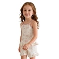thumbnail image 4 of Krdevn Girls Floral Cami Pajama Set Bow Ruffle 2 Piece Summer Loungewear Outfit,4-5 Years, 4 of 9